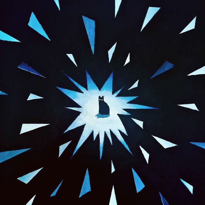 Digital Artworks of Black Cats in Fantasy Landscapes by Mitch